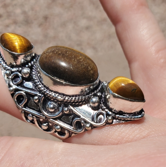 New Tiger Eye 925 Silver Statement Ring. - Picture 3 of 12